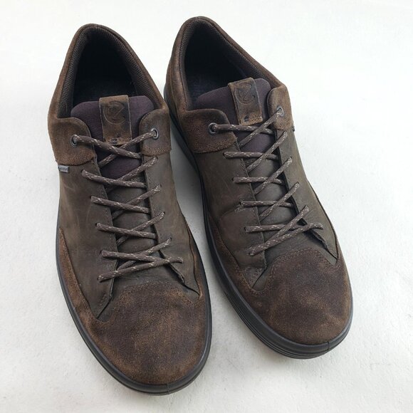 Ecco Soft 7 Tred Gore Tex Shoe Mens 12 EU 46 Brown Leather Lace Up Waterproof - Picture 1 of 14